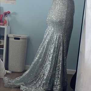 Silver glittery prom dress